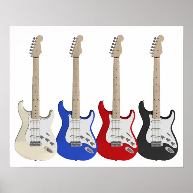 Póster Cuatro guitarras eléctricas (Frente)