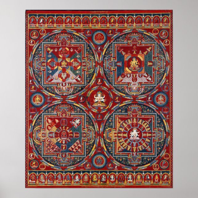 Póster Cuatro Mandalas tibetanas de la serie Vajravali (Frente)