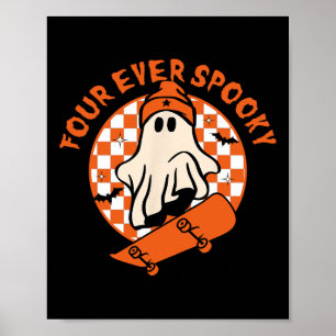 Póster Cuatro patines de patinaje de Halloween de cumplea