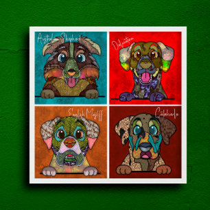 Póster Cuatro perros feos se enfrentan a un único poster