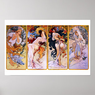 Póster Cuatro temporadas: Art Nouveau vintage de Alphonse