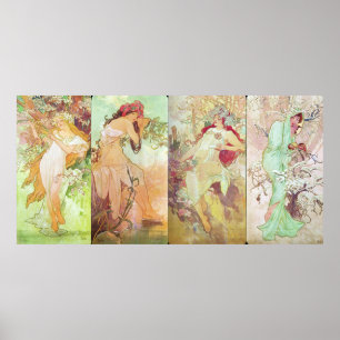 Póster Cuatro temporadas de Alfons Mucha, 1896