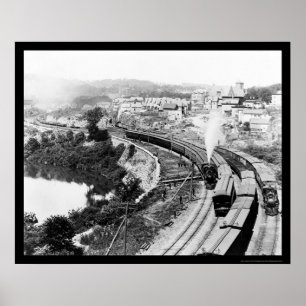 Póster Cuatro trenes que pasan por pequeñas caídas, NY 18