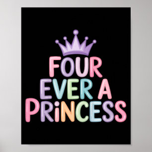 Póster Cuatro una princesa cumpleaños 4 años niñas niña d