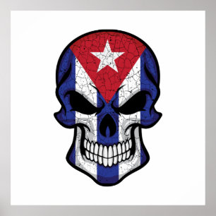Póster Cuba: Bandera de cráneo sonriente