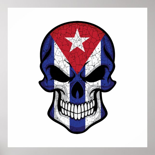 Póster Cuba: Bandera de cráneo sonriente (Frente)