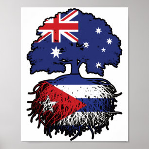 Póster Cuba Bandera de raíces cubanas australianas