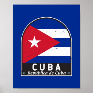 Póster Cuba Bandera Emblema de mal gusto cosecha