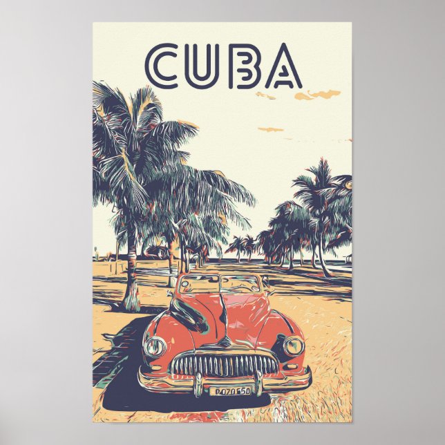 Póster Cuba, Caribe, típico coche vintage Postcard (Frente)
