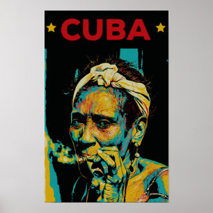 Póster Cuba Caribeña típica mujer de la postal de La Haba