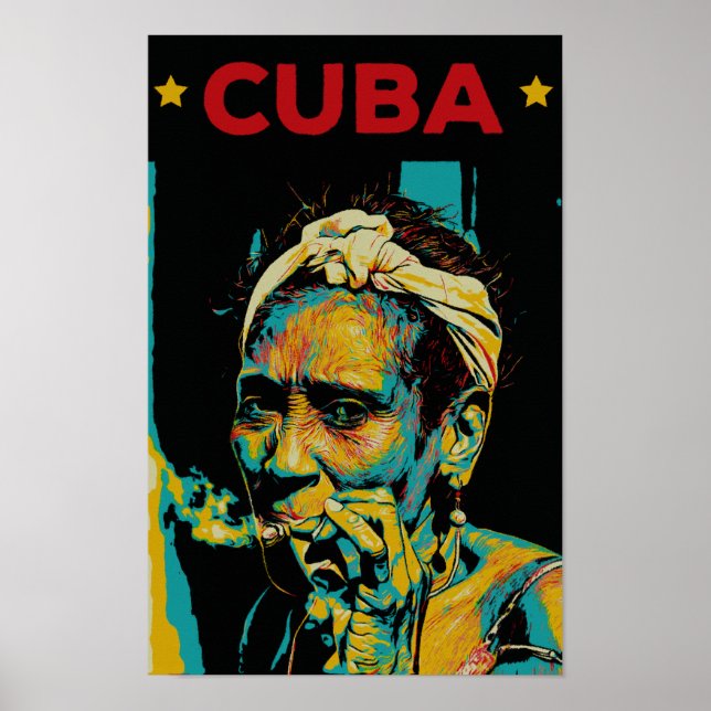 Póster Cuba Caribeña típica mujer de la postal de La Haba (Frente)