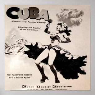 Póster Cuba Dancing Lady Black & White 1958 12x12