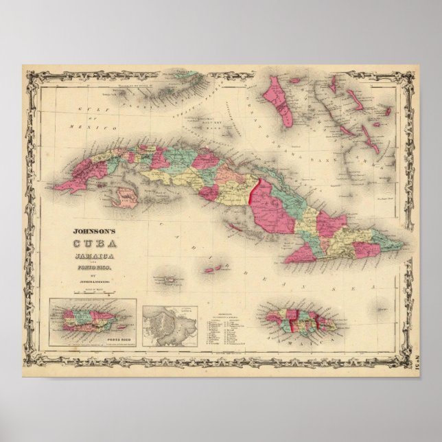 Póster Cuba, Jamaica y Puerto Rico (Frente)