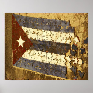 Póster CUBA, La Habana. Rompecabezas en mosaico de la ban
