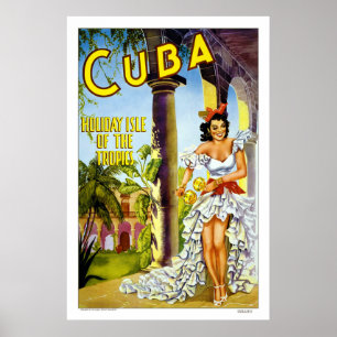 Póster Cuba: Poster de Viajes de la Isla de Vacaciones