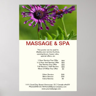 Póster Cubane morado Spa Masaje Salón De Belleza Poster