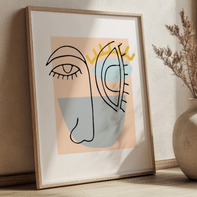 Póster Cubic Line Art Face Illustration Minimalist BOHO (Subido por el creador)