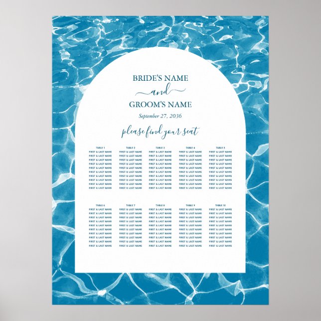 Póster Cubierta acuática Blue Ocean Beach Wedding (Frente)