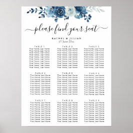 Póster Cubierta azul boda floral