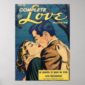 Póster Cubierta completa del cómic vintage retro de amor