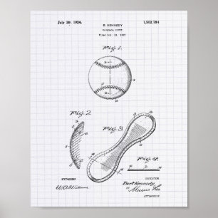 Póster Cubierta de béisbol 1924 Patent Art - Lining Peper