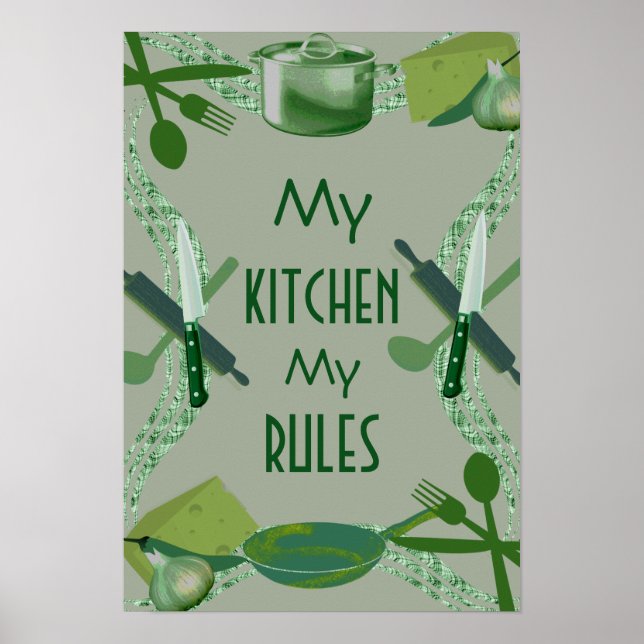Póster Cubierta de cocina de cocción al estilo de la coci (Frente)