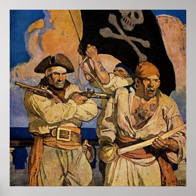 Póster Cubierta de la isla del tesoro "Piratas" por NC Wy (Frente)