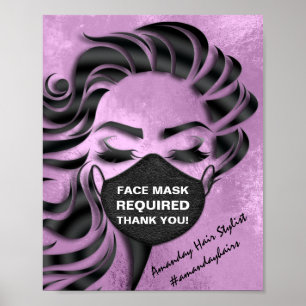 Póster Cubierta de máscara facial requerida Covid Purple