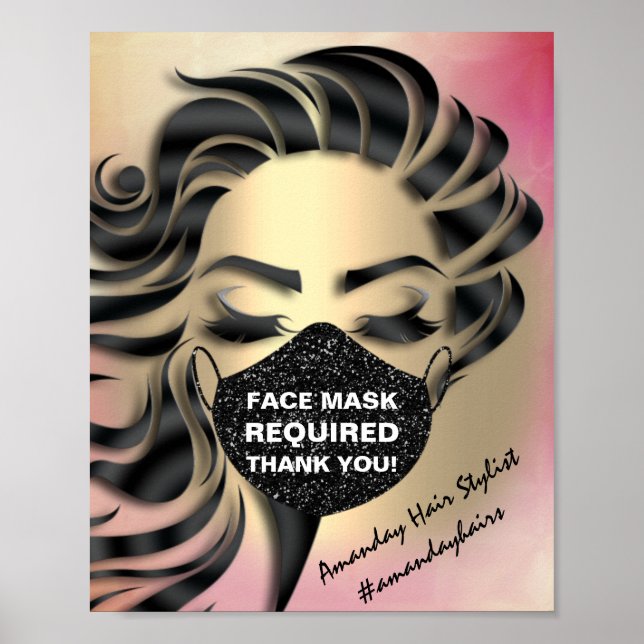 Póster Cubierta de máscara facial Rosa de oro obligatorio (Frente)