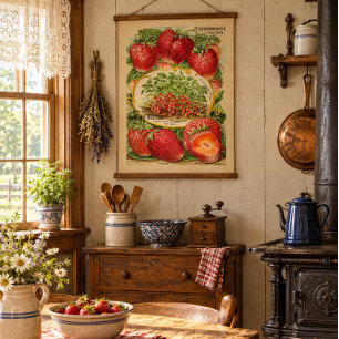 Póster Cubierta de plantas de fresa de la era victoriana