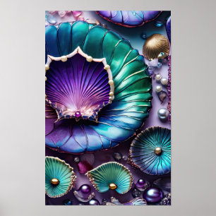 Póster Cubierta de sirena morada colorida