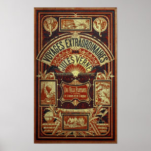 Póster Cubierta del libro antiguo de Jules Verne