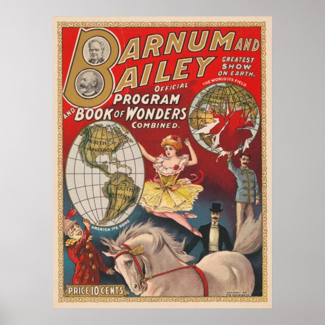 Póster Cubierta Del Programa Barnum Y Bailey Vintage (Frente)