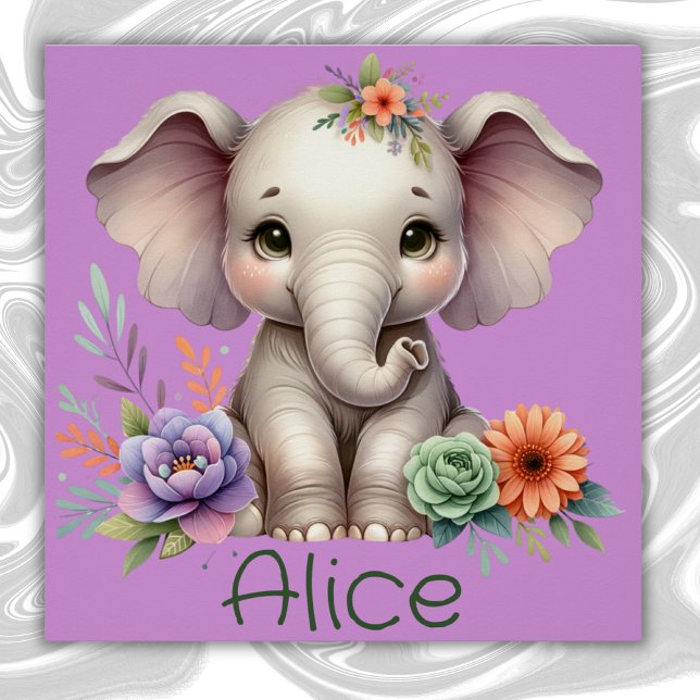Póster Cubierta elefante con nombre de monograma | (Subido por el creador)