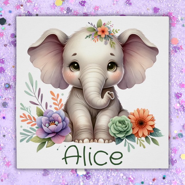 Póster Cubierta elefante con nombre de monograma | (Subido por el creador)