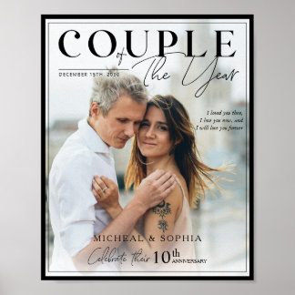 Póster Cubierta fotográfica de borde negro Pareja de año