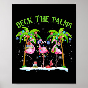 Póster Cubierta Las Palmas Flamingo Navidades Tropicales 