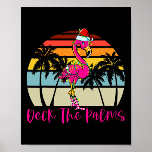 Póster Cubierta Las Palmeras Navidades Flamingo Palm Tree
