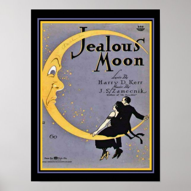 Póster Cubierta musical de Hoja Art Déco "Luna Celosa" 12 (Frente)