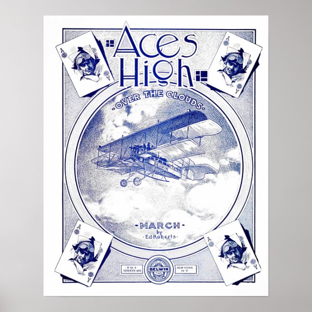 Póster Cubierta musical de hojas aeronáuticas de alto bip (Frente)