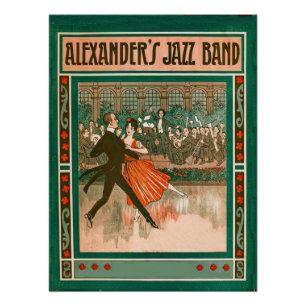 Póster Cubierta musical de hojas de arte deco