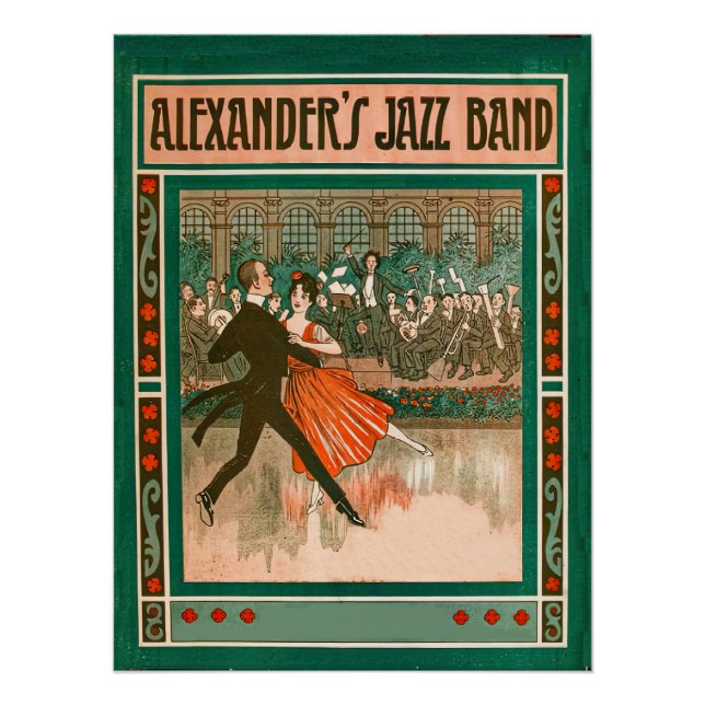 Póster Cubierta musical de hojas de arte deco (Anverso)