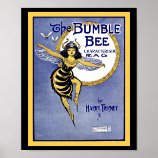 Póster Cubierta musical de hojas de vintage Bumblebee Rag