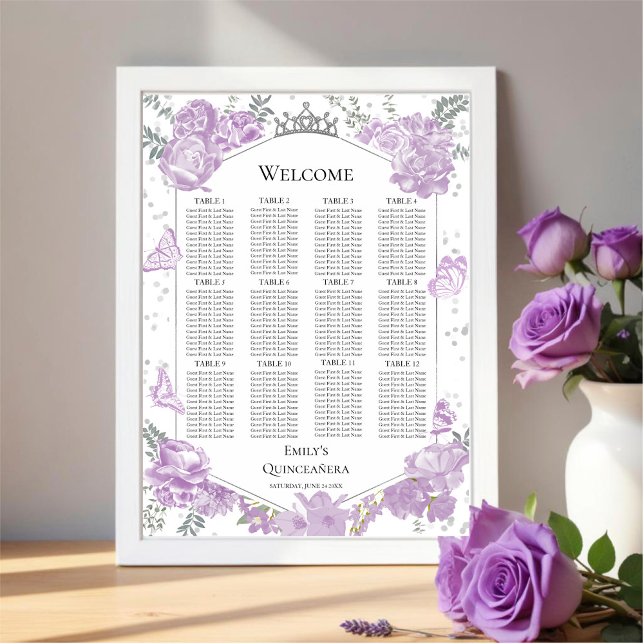 Póster Cubierta Quinceanera Lavender Rótulo Mariposas (Subido por el creador)