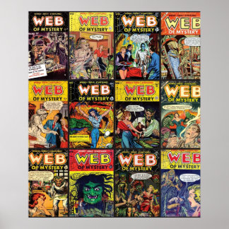 Póster Cubiertas de historietas misteriosas cómicas vinta