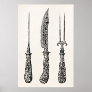 Póster Cubiertos de la cocina de la selección de la