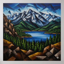 Póster Cubismo de montaña