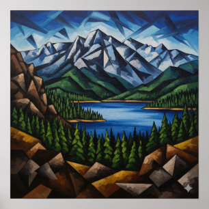 Póster Cubismo de montaña