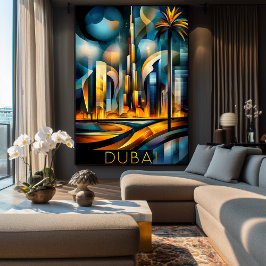 Póster Cubismo Futurista de Dubai - Línea Geométrica Mode