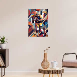 Póster Cubista de Jugador de Fútbol Americano